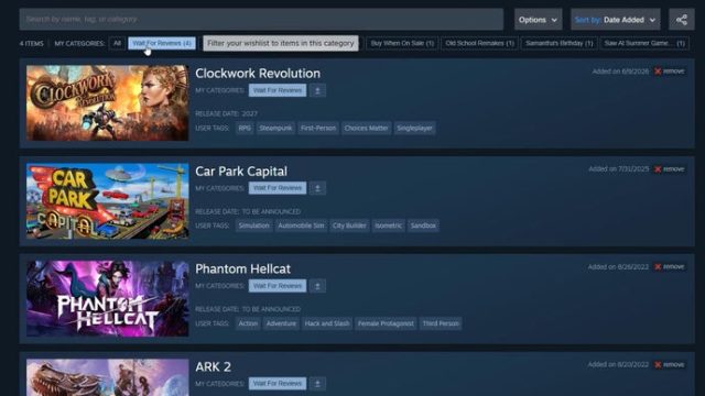 Organize Your Steam Wishlist: New Features for Easy Game Management