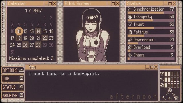 Game: Raise up a mech pilot and make sure she doesn't get Evangelion-level depre